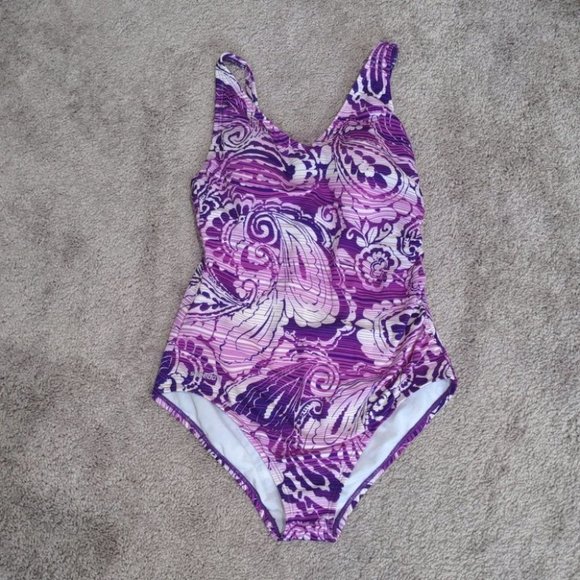 Speedo Other - Speedo Purple patterned one piece swimsuit size 10